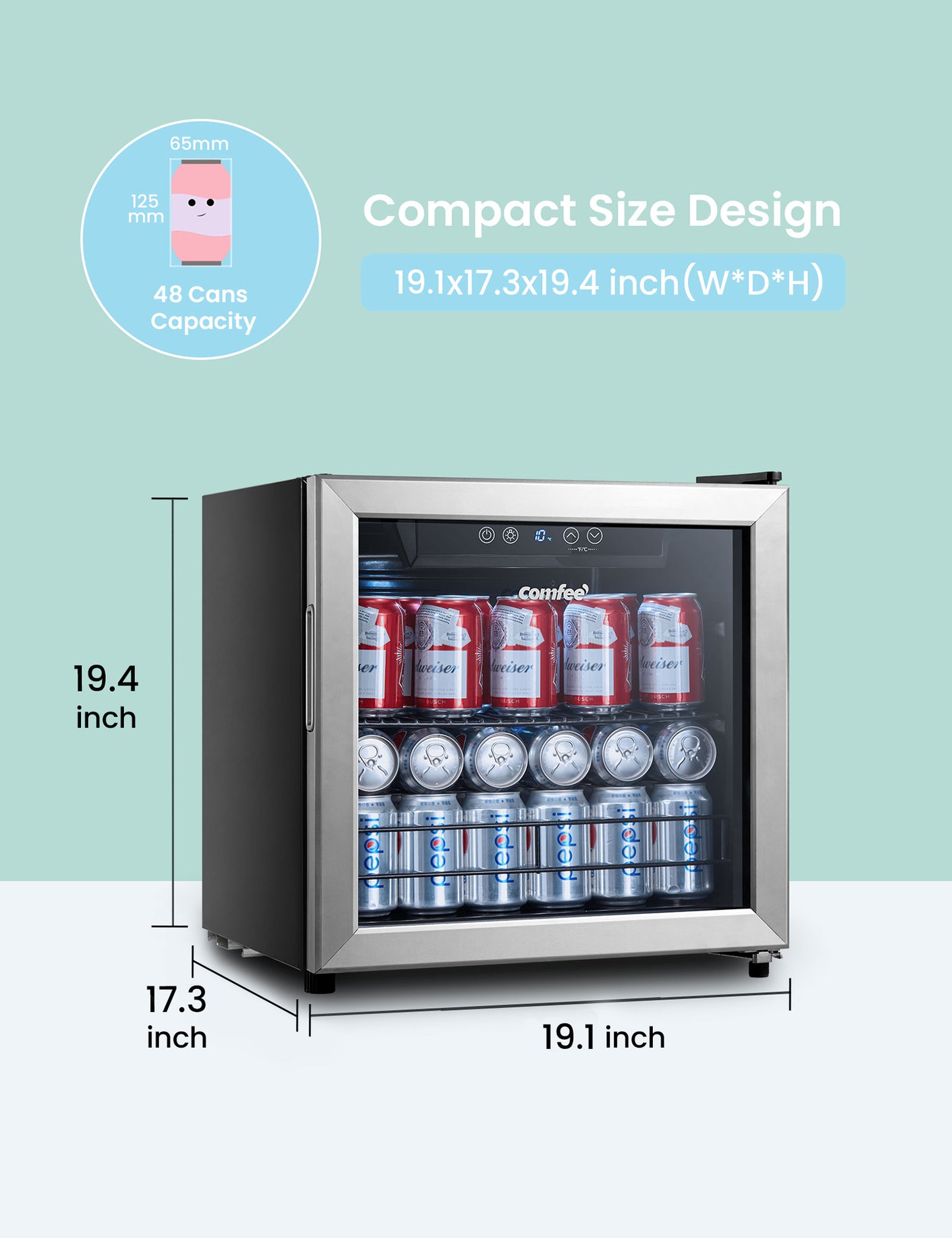 dimensions of mini beverage cooler fridge