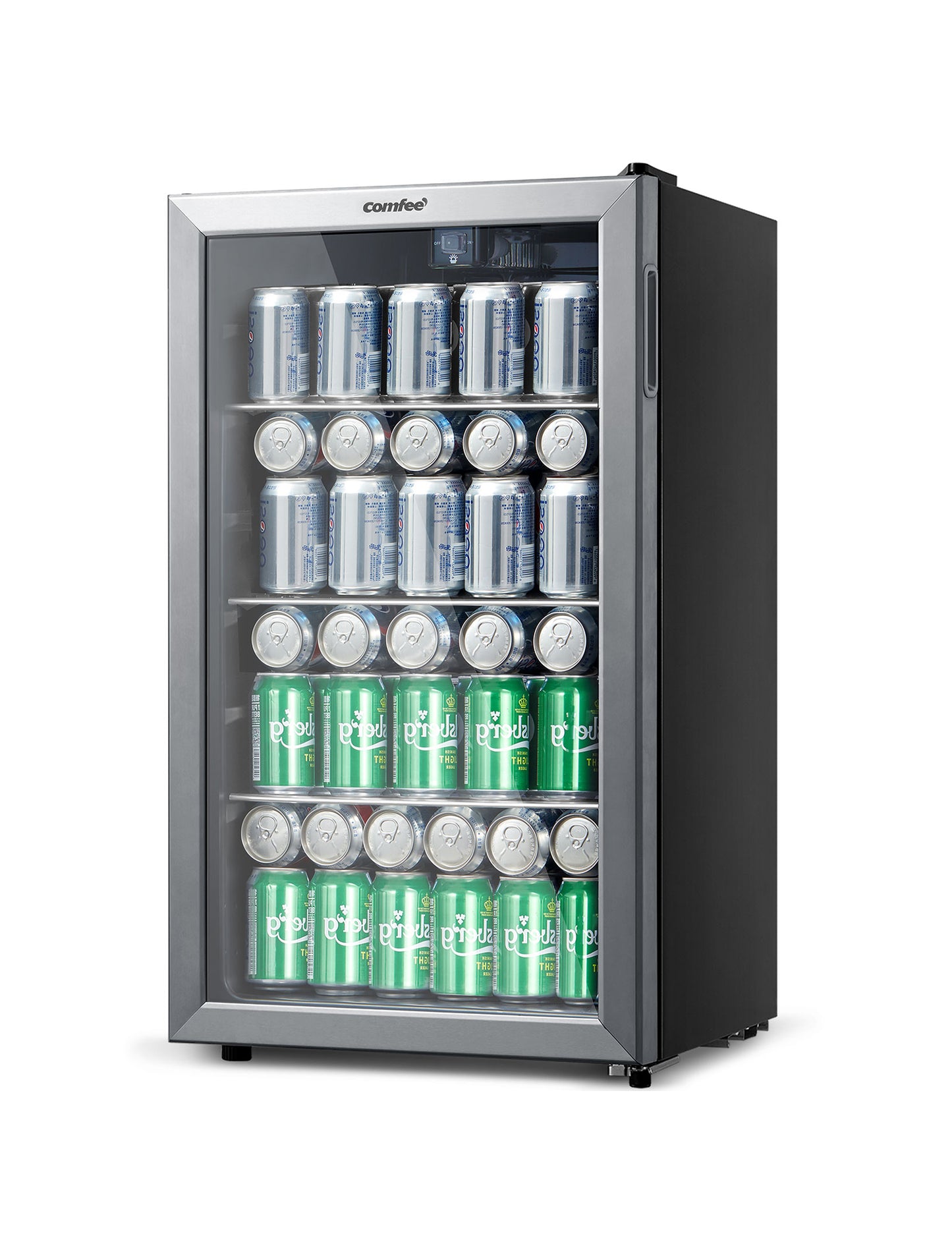 silver beverage cooler with filled up with beer and soda cans