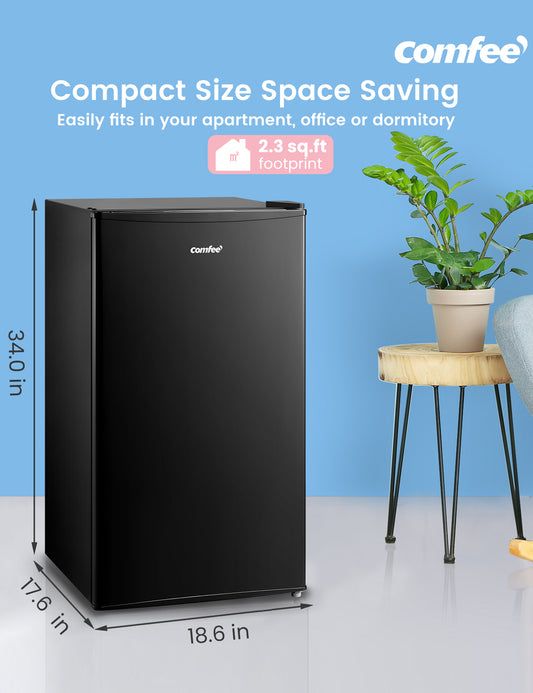 dimensions of black comfee compact refrigerator