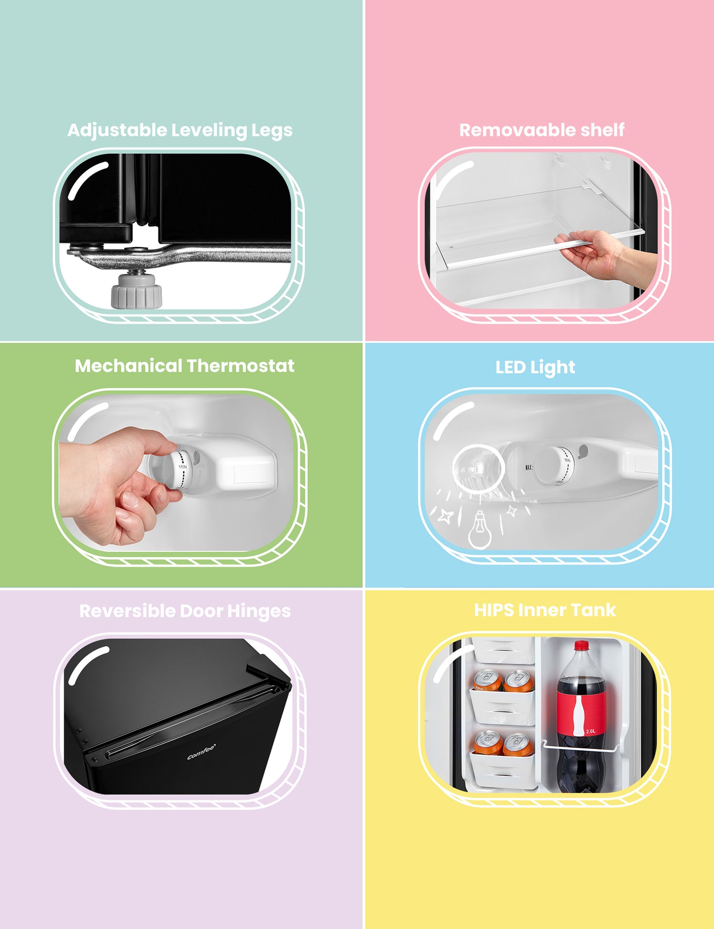 features of comfee compact fridge