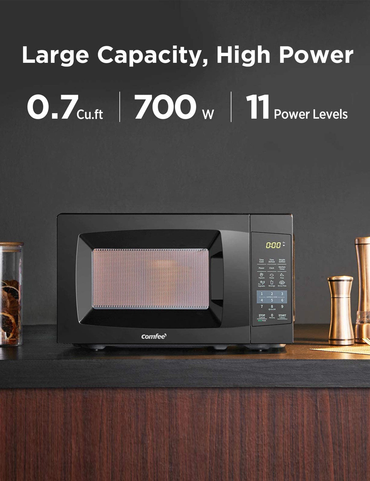Comfee Retro 0.7-cu ft 700-Watt Countertop Microwave (Apricot) in