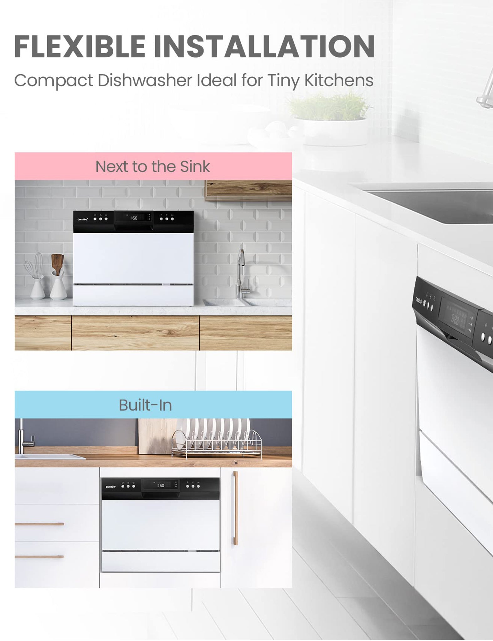 places you can install the comfee portable countertop dishwasher
