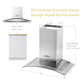 size dimensions of comfee curved glass range hood