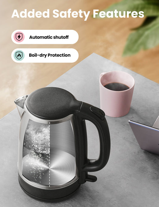 automatic shutoff and boil-dry protection features of stainless steel comfee electric tea kettle