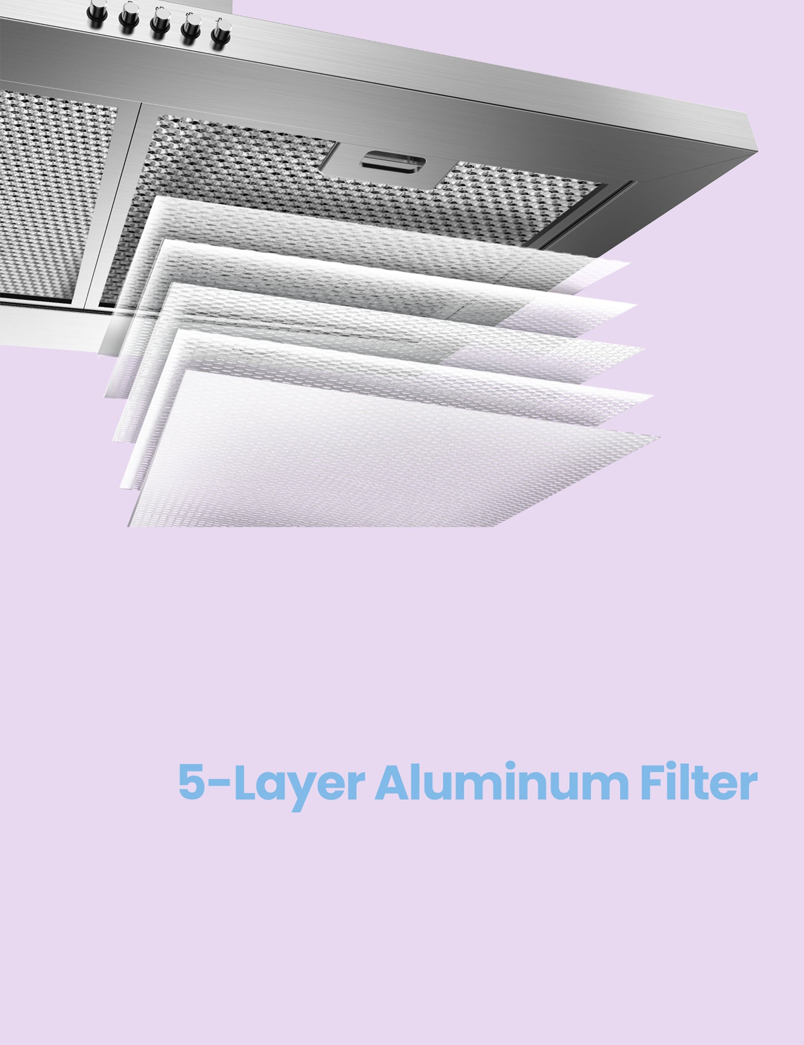 comfee ducted pyramid range hood five layer aluminium filter