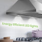 a ducted range hood with its led lights on