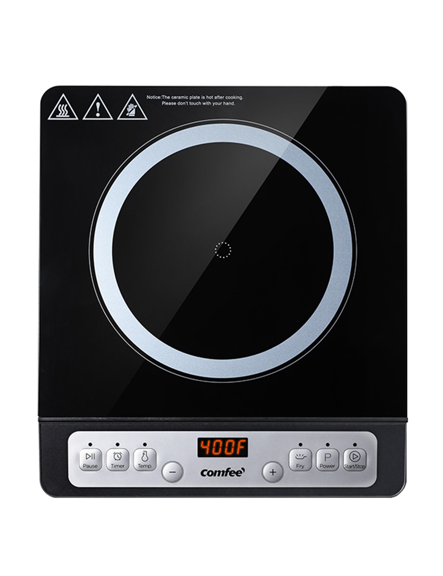 ovedhead view of the comfee electric comfee induction cooktop