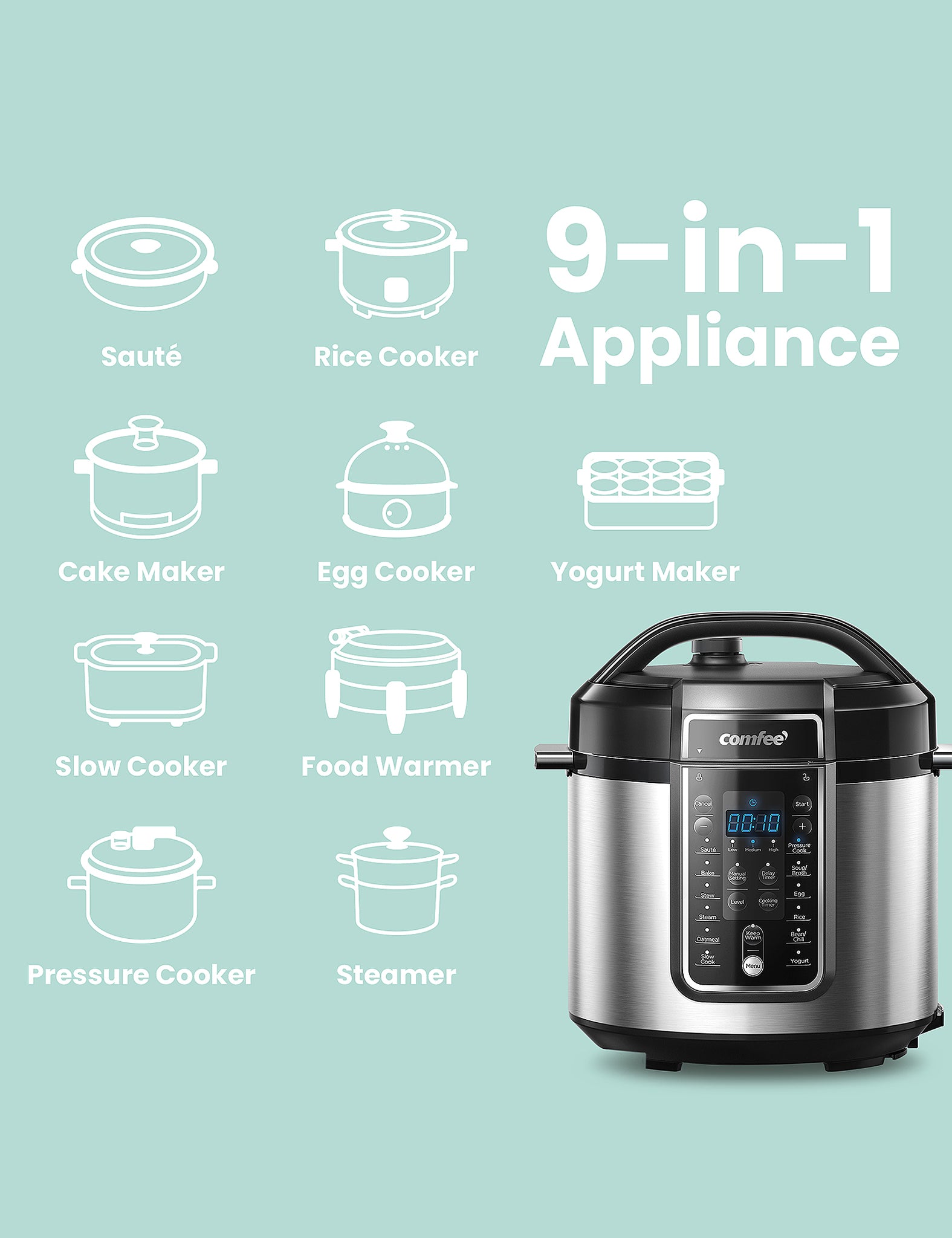 how the comfee electric pressure cooker replaces other cooking appliances