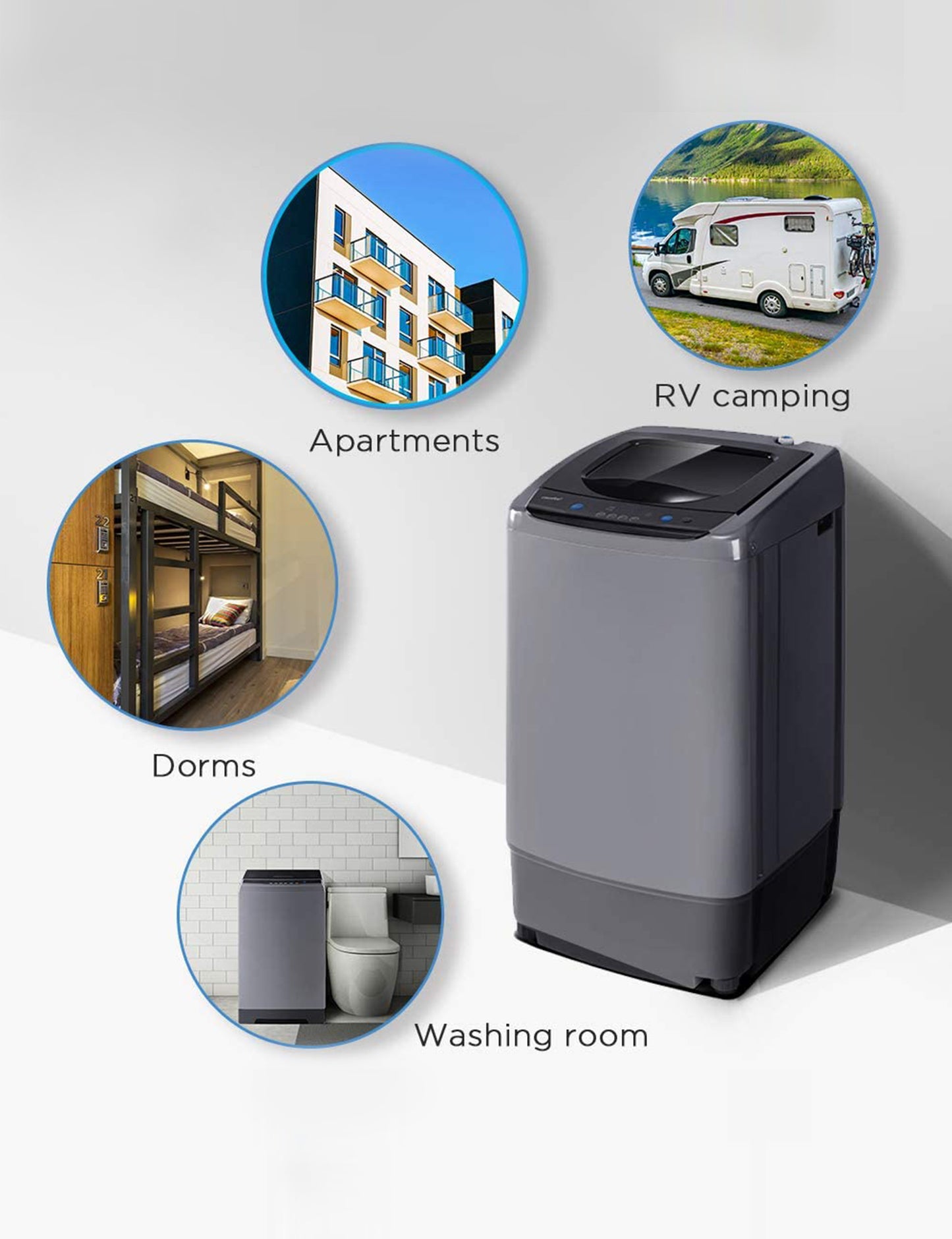 different places you can put the comfee portable washing machine