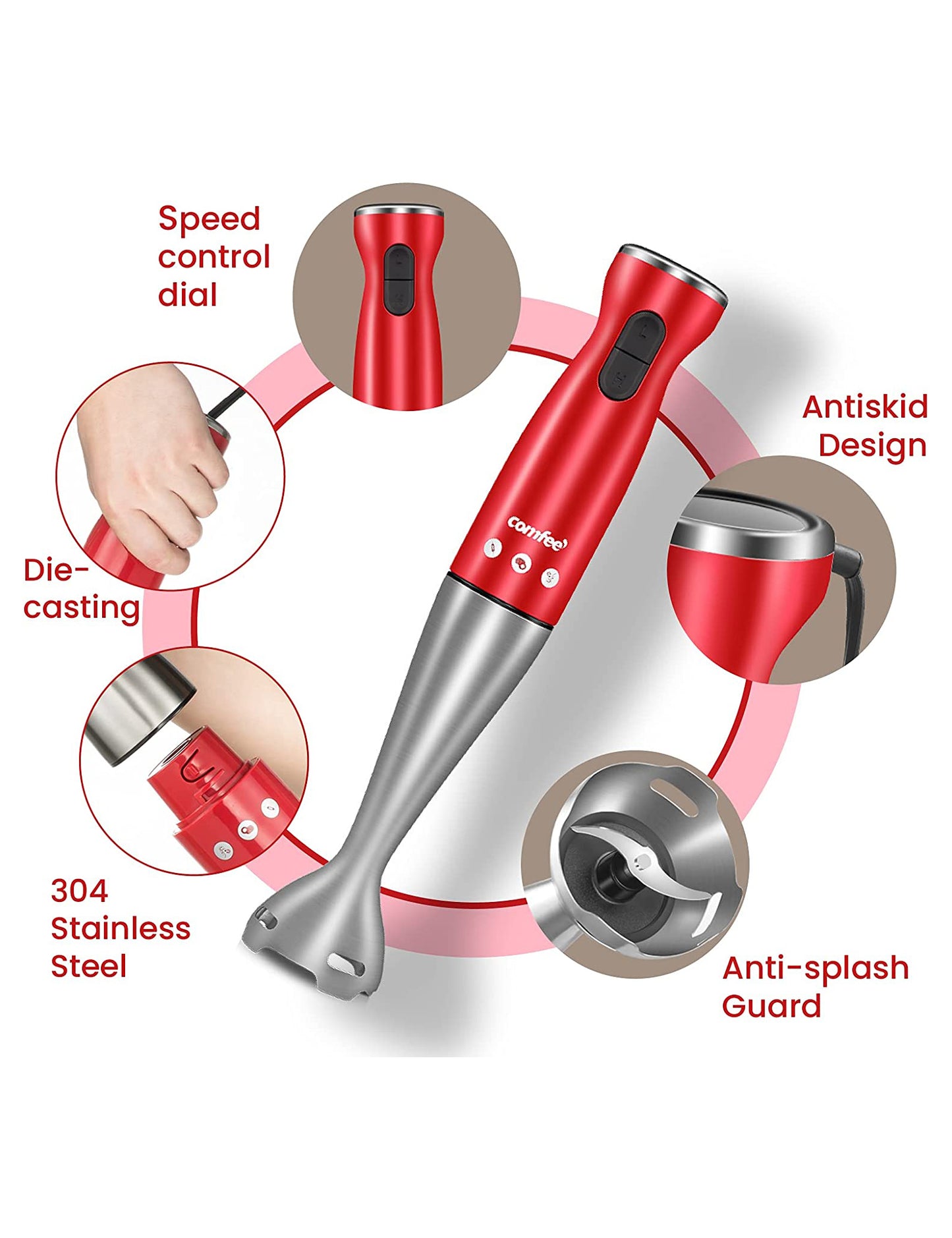 features of the comfee hand blender