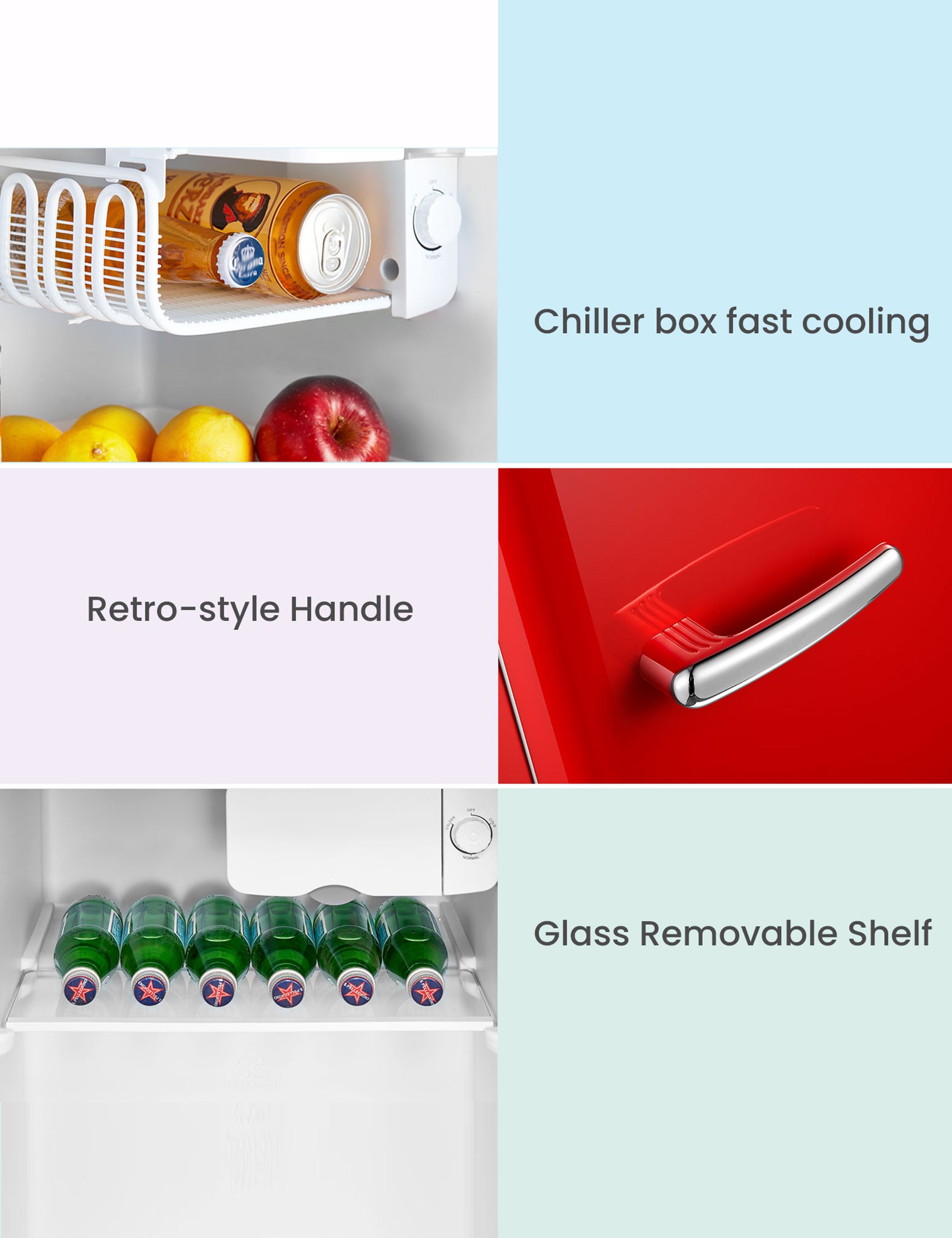 features of retro mini comfee refrigerator