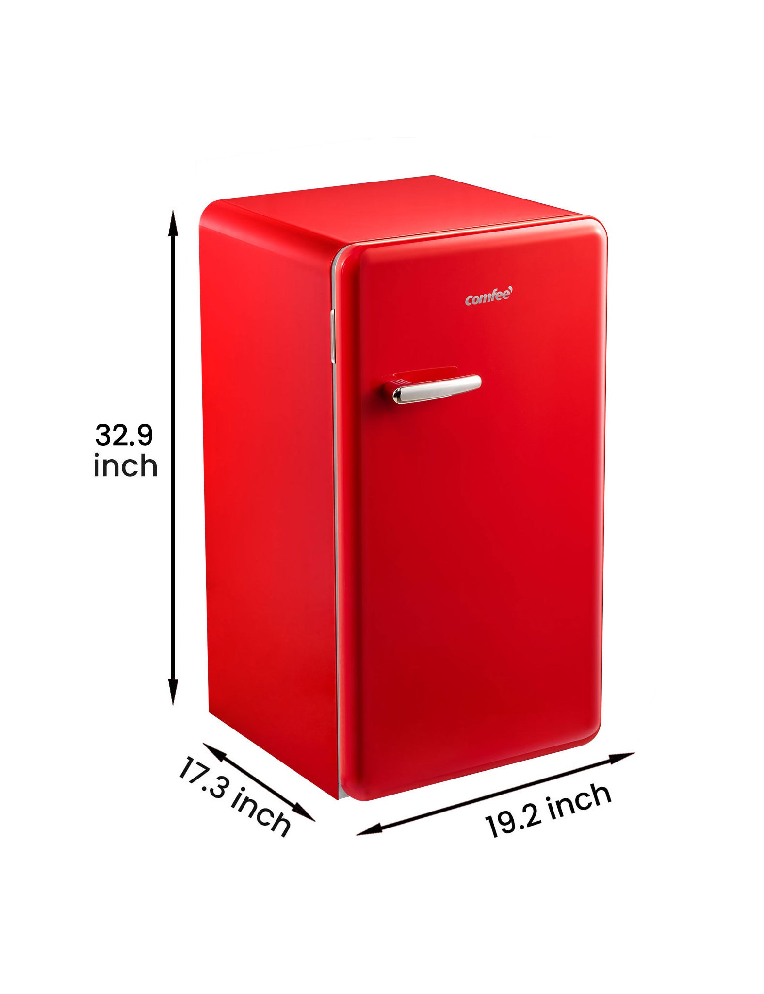 size dimensions of red comfee retro refrigerator