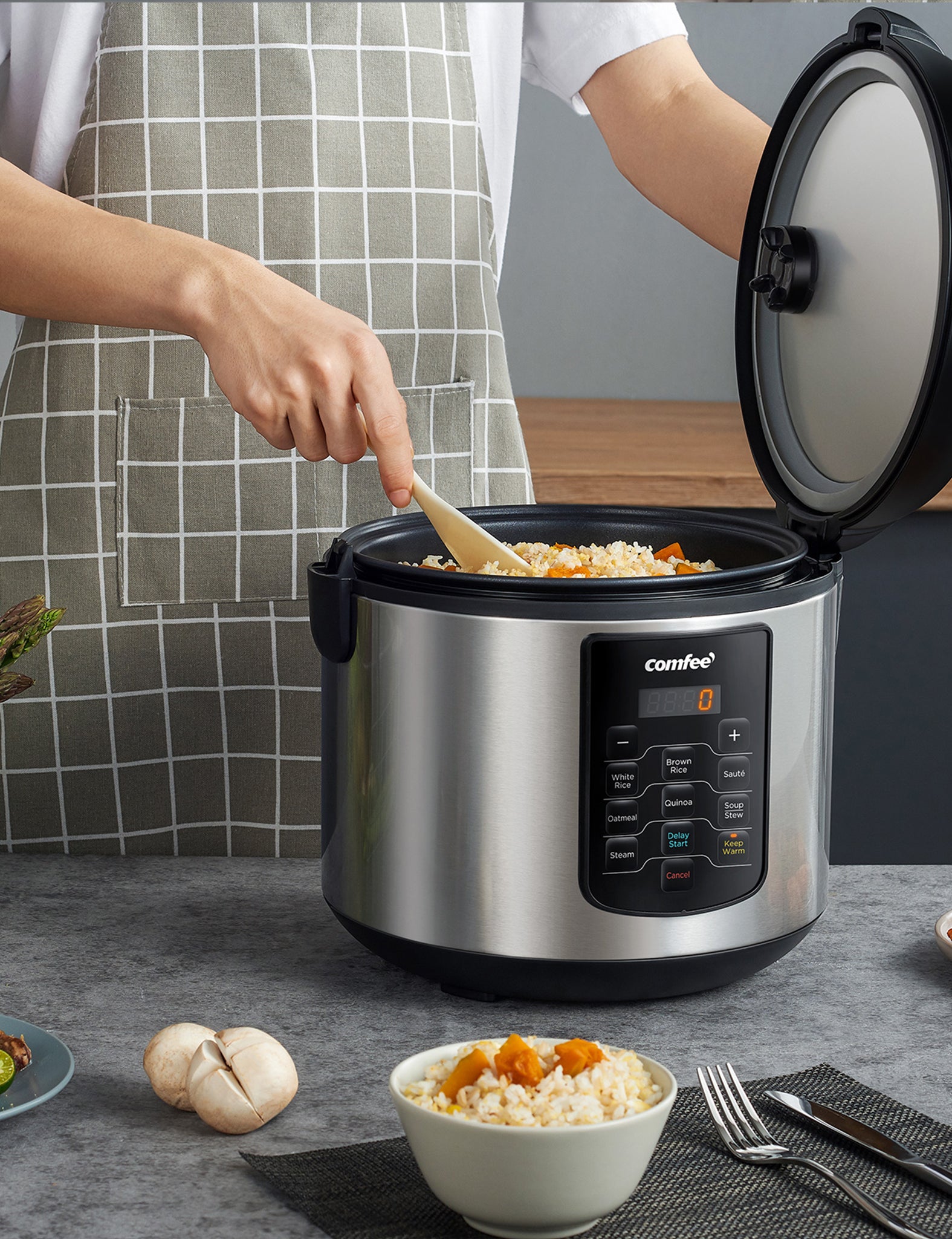 Electric Rice Cooker with Stainless Steel Inner Pot Makes Soups