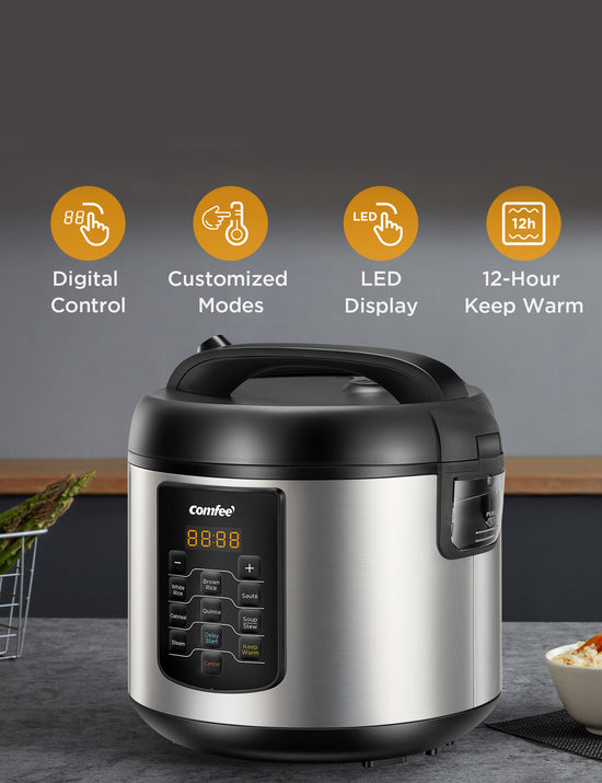 Electric Rice Cooker With Stainless Steel Inner Pot Comfee Comfee’