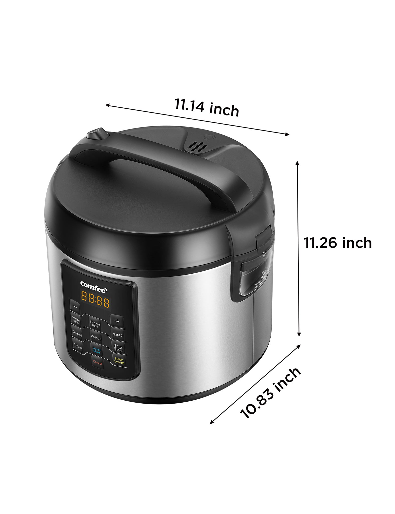 measurements of the comfee stainless steel rice cooker