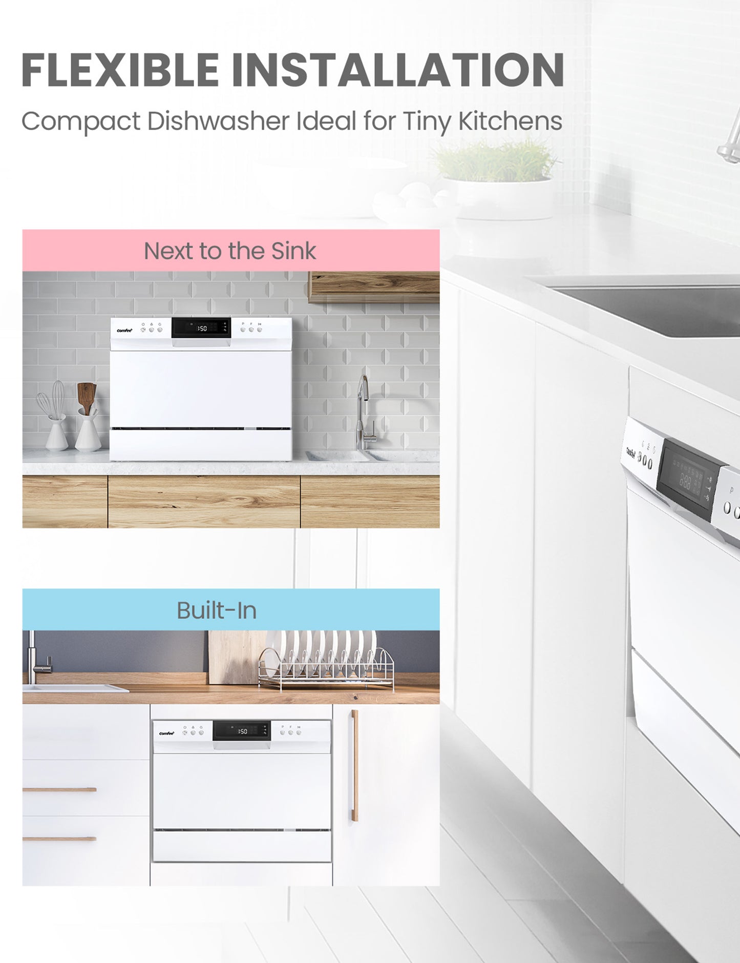 different places you can be the small comfee portable countertop dishwasher
